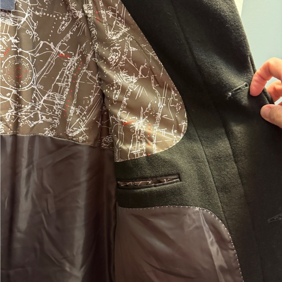 Nautica Mens Dress Pea Coat Dark Olive Green  size 44R NWT - Picture 7 of 11